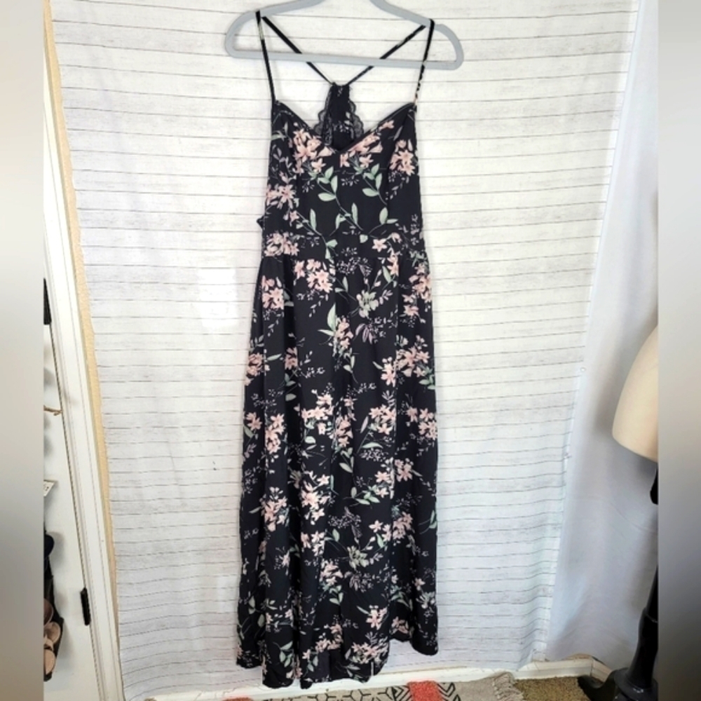 SHEIN CURVE VCAY FLORAL RACER BACK MAXI DRESS, SZ 4X